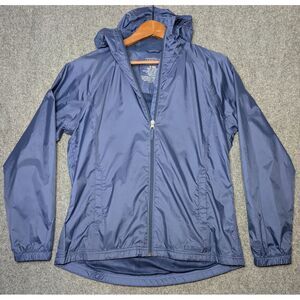L.L. Bean Navy Blue Zip Up Windbreaker‎ W/ Hood Women's Size Small Regular